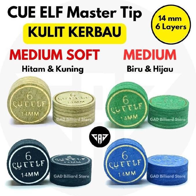 Cue Elf Cue Tip Play Billiard | Bahan Kulit Kerbau Co