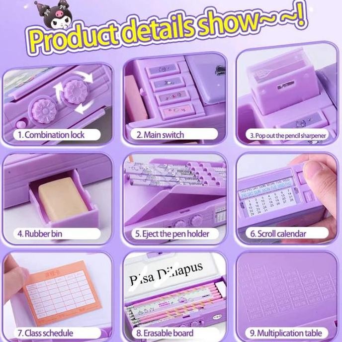 

Kotak Alat Tulis Sanrio Dua Sisi +Pena Yang Bisa Dihapus / Multifungsi Tahan Air Pola Kartun Melody Kuromi Dengan Rautan Pensil Kotak Pensil Password Lapis Ganda Berkapasitas Besar Hadiah Siswa Kotak Pensil Lucu Biru Merah New Stok