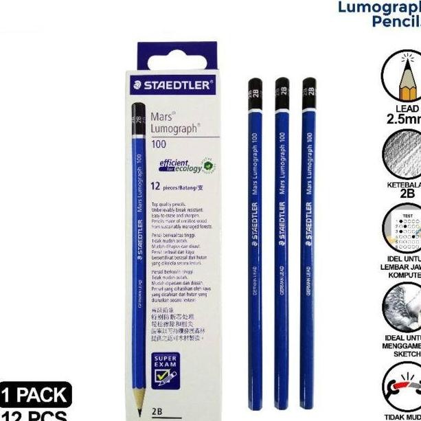 

Staedtler Mars Lumograph 2B Lusin | Pensil Gambar Staedtler Original