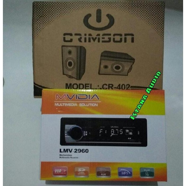 Paket Audio Mobil Tape Mvidia + Speaker Crimson 4 Inch / 402