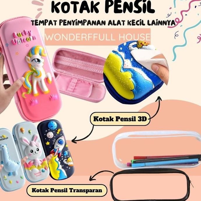 

Kotak Pensil Transparan 3D Anti Air Tempat Penyimpanan Pensil Lucu