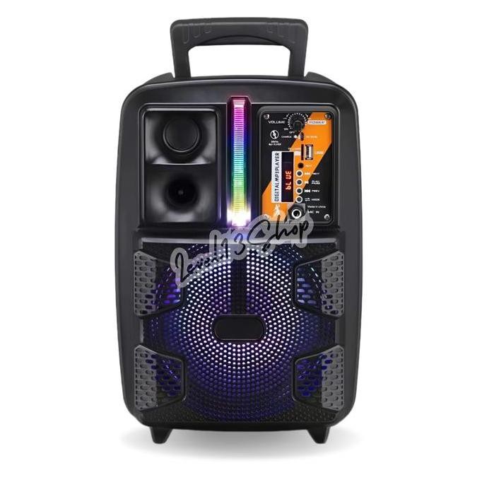 Speaker Bluetooth Fleco F-8808 Led 8 Inch - Free 2 Mic Wireless + Remote Fm Karaoke