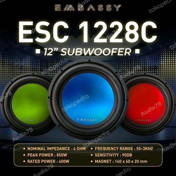 Speaker Subwoofer 12 Inch Embassy Double Coil 1228C Original