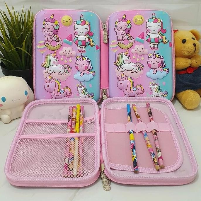 

Kotak Pensil 3D Anak Tk Paud Sd Timbul 2Sisi Unicorn Frozen Elsa Import Sekolah Karet Stationery Kayu New Stok
