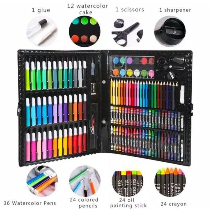 

EMS art set anak 150pc spidol crayon set menggambar Kertas Krayon Lukisan Pen Cat Pensil Pulpen Pena Plastik