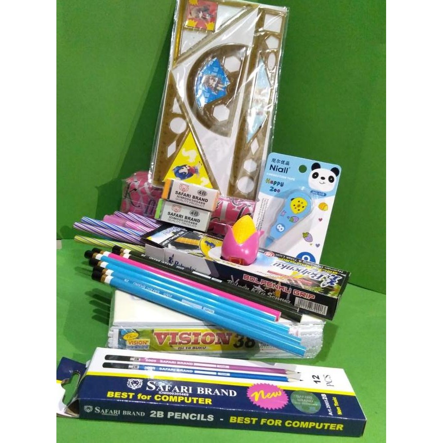 

Paket Menulis Komplit Anak Sekolah Pensil Rautan Stationery Tipex Penghapus New Stok