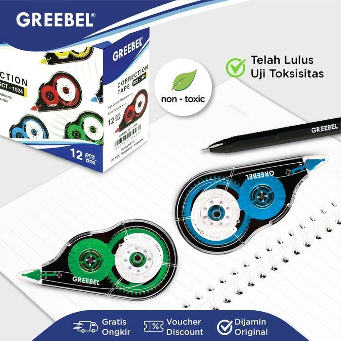 

EMS GREEBEL Correction Tape GCT 1924 (GCT 1924/PCS) Pita Koreksi / Tip Ex Kertas / Tipe x / Pulpen / Tip X Pastel / Alat Tulis Pastel / Stationary / Sekolah / Kantor