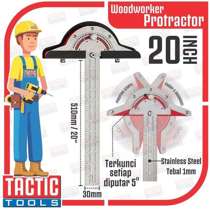 

Penggaris Sudut Busur Derajat 20 Inch Woodworking Stainless Protractor New Stok