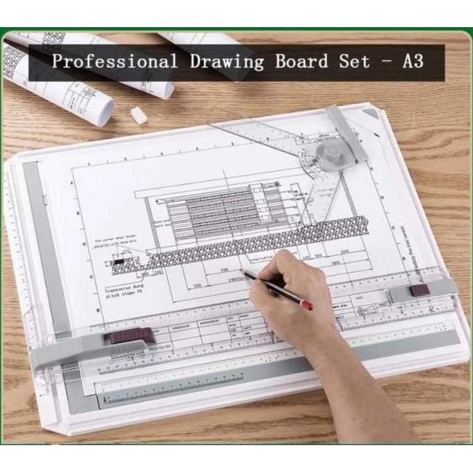 

Meja Belajar Arsitek Ukuran A3 Plus Penggaris Set Benny Sekolah Teknik Smk Drawing Board New Stok