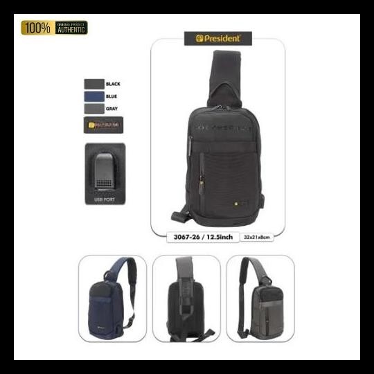GRATIS ONGKIR SLING CHEST BAG PRESIDENT 3067 TAS SLEMPANG 