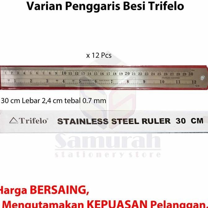 

Penggaris Besi Trifelo 30 Cm Per Lusin - Pak / Mistar Ruller Stainless 30 Centimeter New Stok