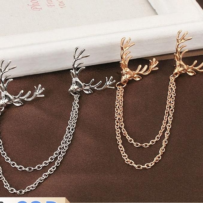 Aksess Jas Bros Jas Pria Emasperak Bros Pin Rantai Pin Rusa Untuk Pria Pin Rantai Jas