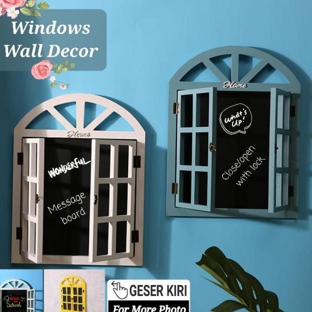 Jendela Kayu Hiasan Gantungan Dinding Windows Vintage Wall Decoration Message Board
