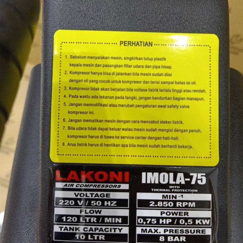 LAKONI IMOLA MESIN KOMPRESSOR 75 10L 3/4HP KOMPRESSOR ANGIN