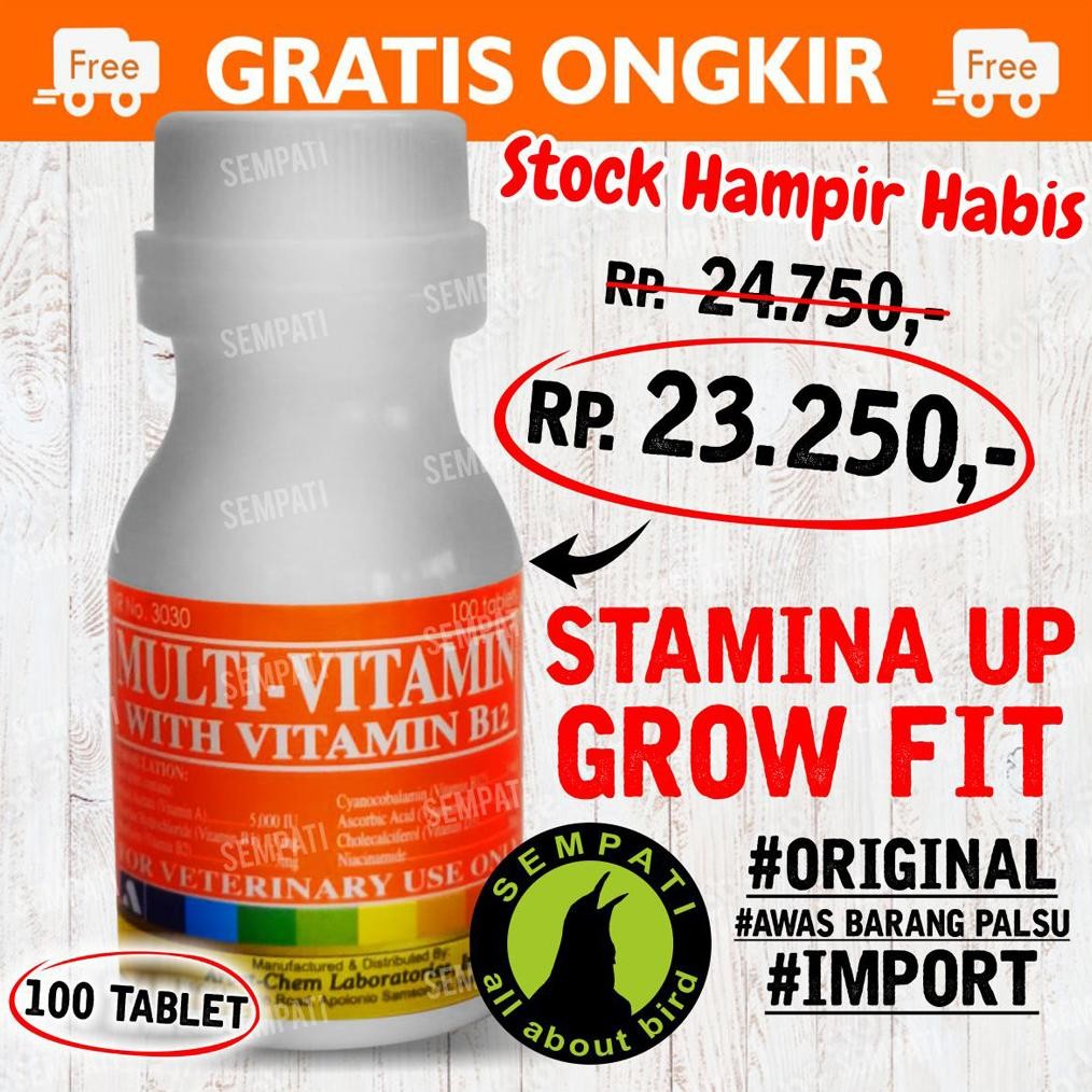SEMPATI Multivitamin Ayam B12 Arvet Chem 100 Tablets Import Filipina Vitamin Tulang Otot Stamina Tam