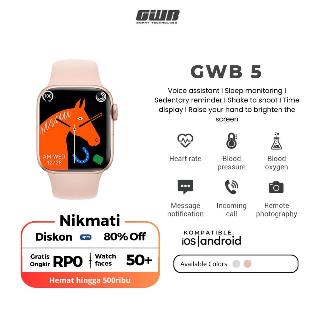 Bergaransi GWB 5 Smartwatch Original | Wireless Charging | smartwatch l jam pintar| Bergaransi DiM