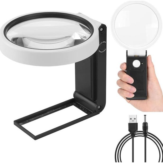 

Kaca Pembesar Folding Genggam Magnifier Glass 6X 25X With Led Uv New Stok
