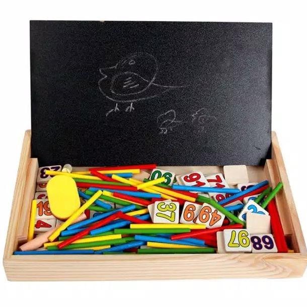 

Papan Tulis Mainan 2 In1 Anak 2 Sisi Side Angka Stik Hitam White Board New Stok
