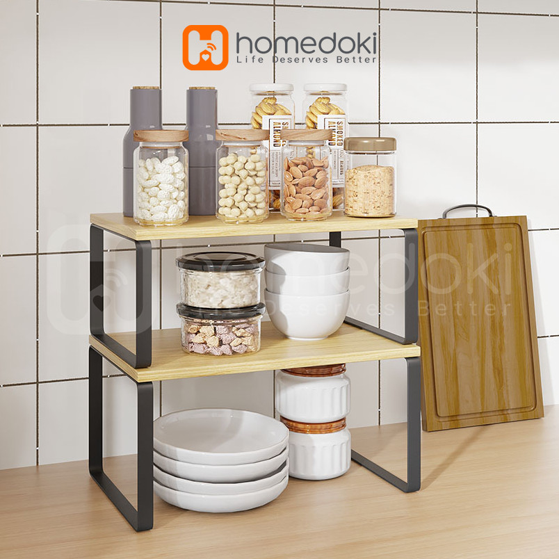 Homedoki Rak Susun Serbaguna/Rak Piring/Rak Dapur/Rak 2 Susun