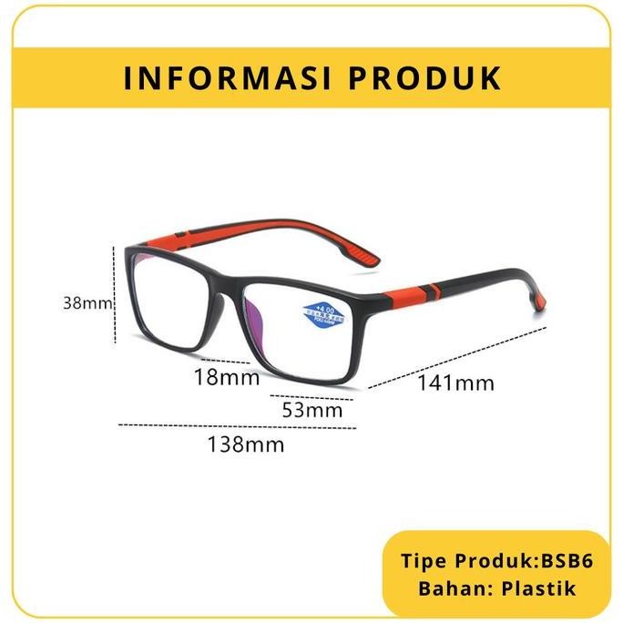 

KACAMATA PLUS/BACA SINAR BIRU KACAMATA RABUN DEKAT FRAME SPORT [BSB6] TS