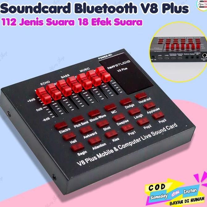 Soundcard V8 Plus Bluetooth USB External Soundcard + Mic Broadcast