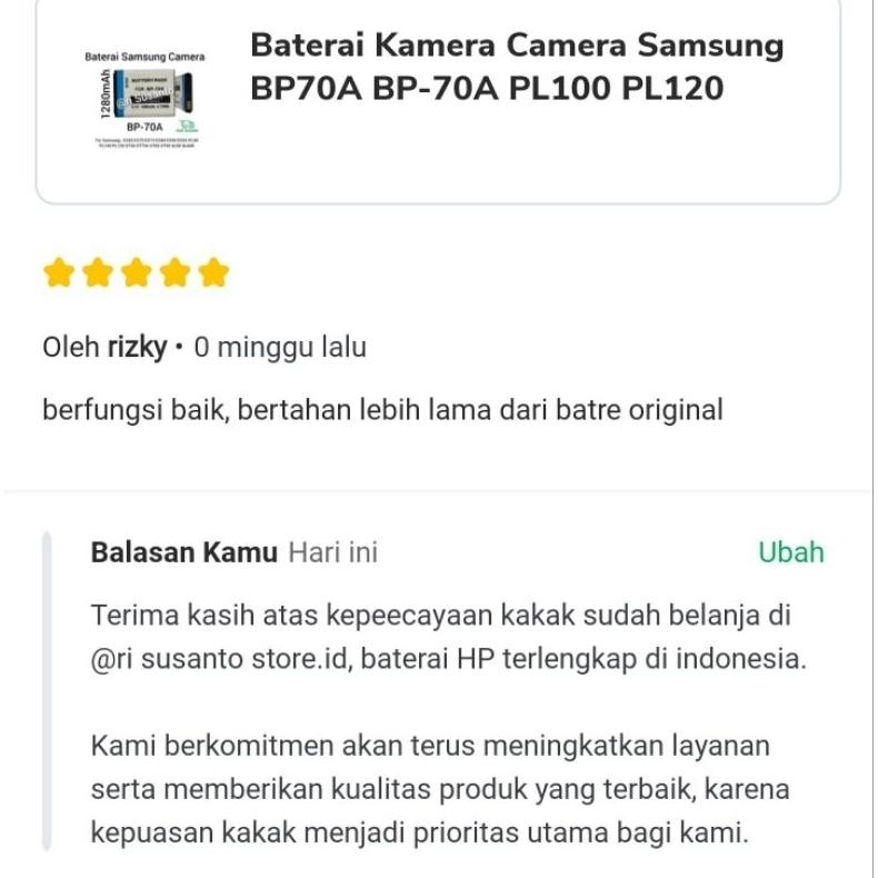 Original Baterai Kamera Camera Samsung Bp70A Bp-70A/Samsung Sbc-70A For Samsung Es65 Es70 Es73 Es80 