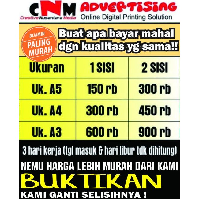 

NEW Cetak Brosur A4/ 2 Sisi 1000 lbr