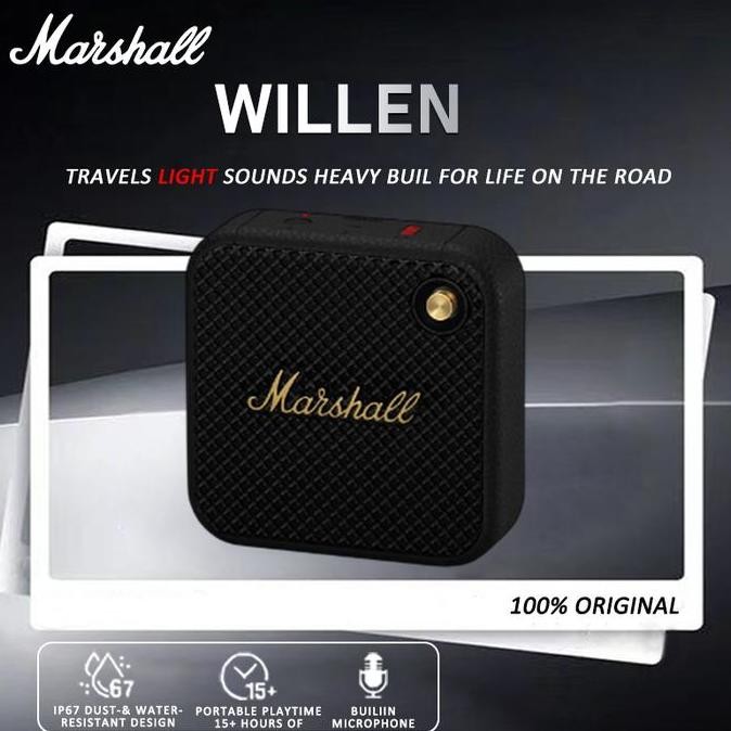 BEBAS ONGKIR - [100%ORI] Marshall Willen Portable Bluetooth Speaker Bass Speaker Waterproof Battery 