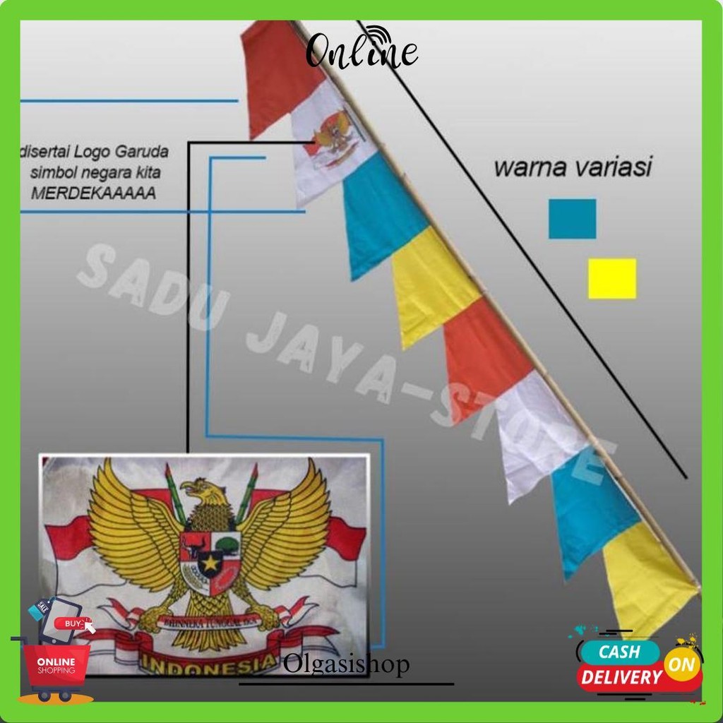 Umbul Umbul Warna Warni /Isi 10 Pcs/Umbul Umbul Warna/Umbul Umbul Merah Putih/Umbul Umbul Warna Warn