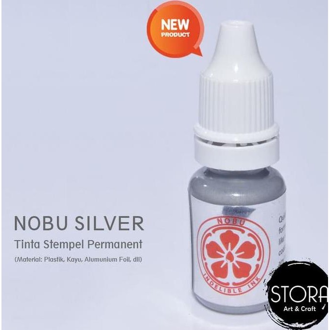 

Nobu Silver - Tinta Stempel Permanent Cap Logo Plastik Besi - 10 Ml New Stok