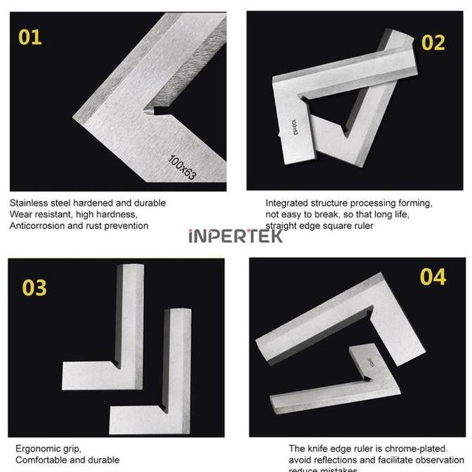 

Siku Baja 100X63 Penggaris Besi 100 X 63 Mm Mistar Knife Edge Square New Stok