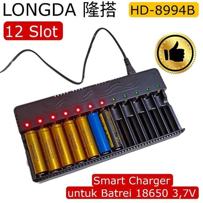 Smart Charger Batrei Lithium 18650 3,7V 12 Slot LONGDA HD-8994B