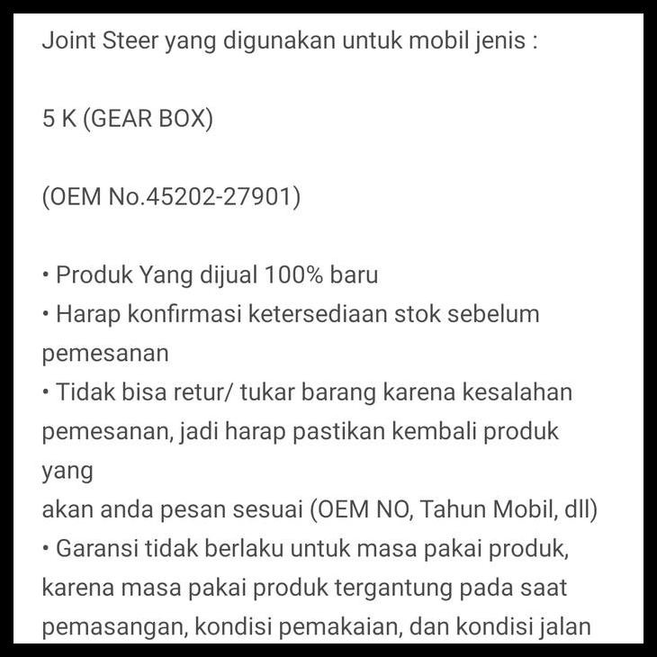 BEST DEAL JOINT STEER STIR JOIN TOYOTA KIJANG 5K GEAR BOX 