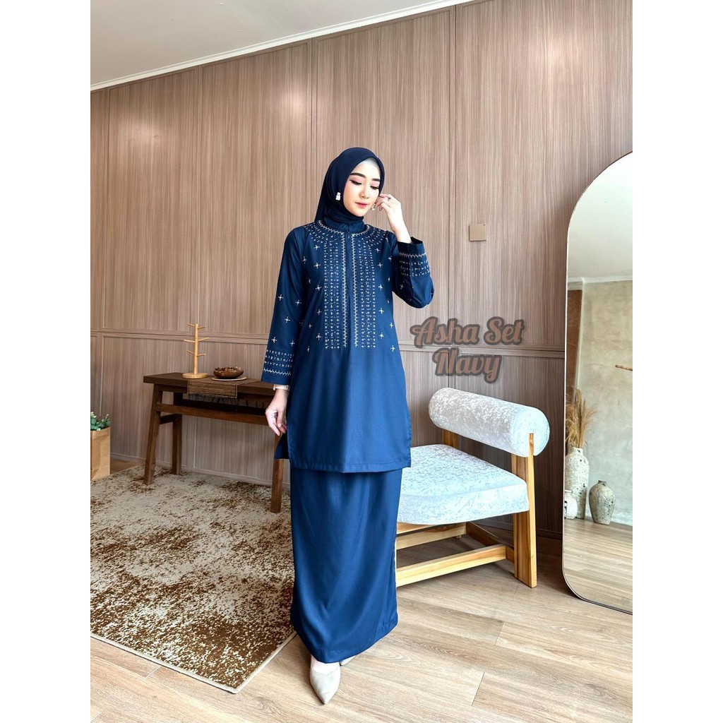 Baju Kurung Melayu Asha set Tunik Rok Baju Malaysia Set Rok Kekinian