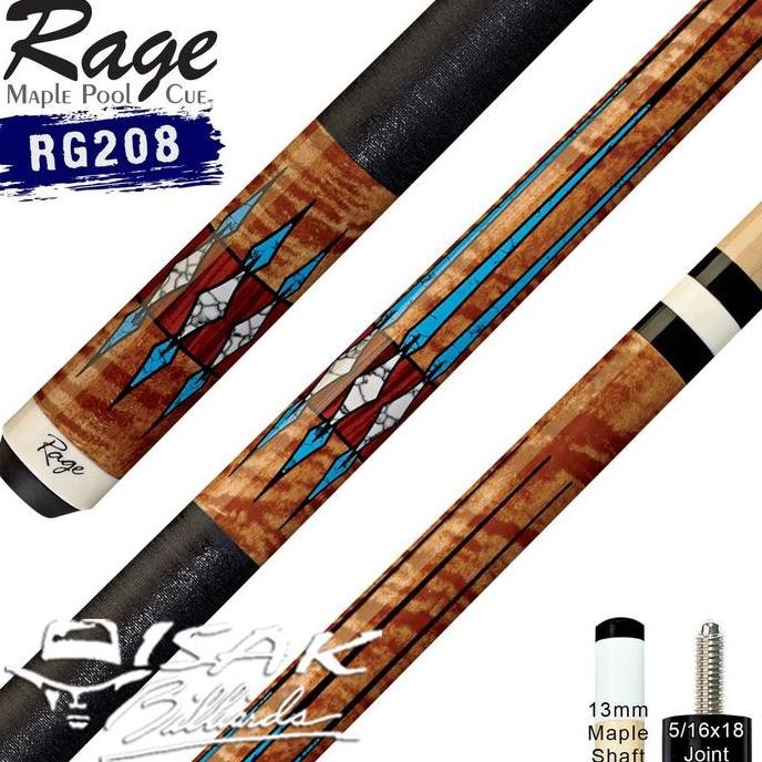 Rage RG208 Pool Cue - 13 mm Maple Billiard Stick Stik Biliar Players