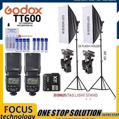 Paket Flash Godox Tt600 Universal + Trigger X2T + Softbox 5070