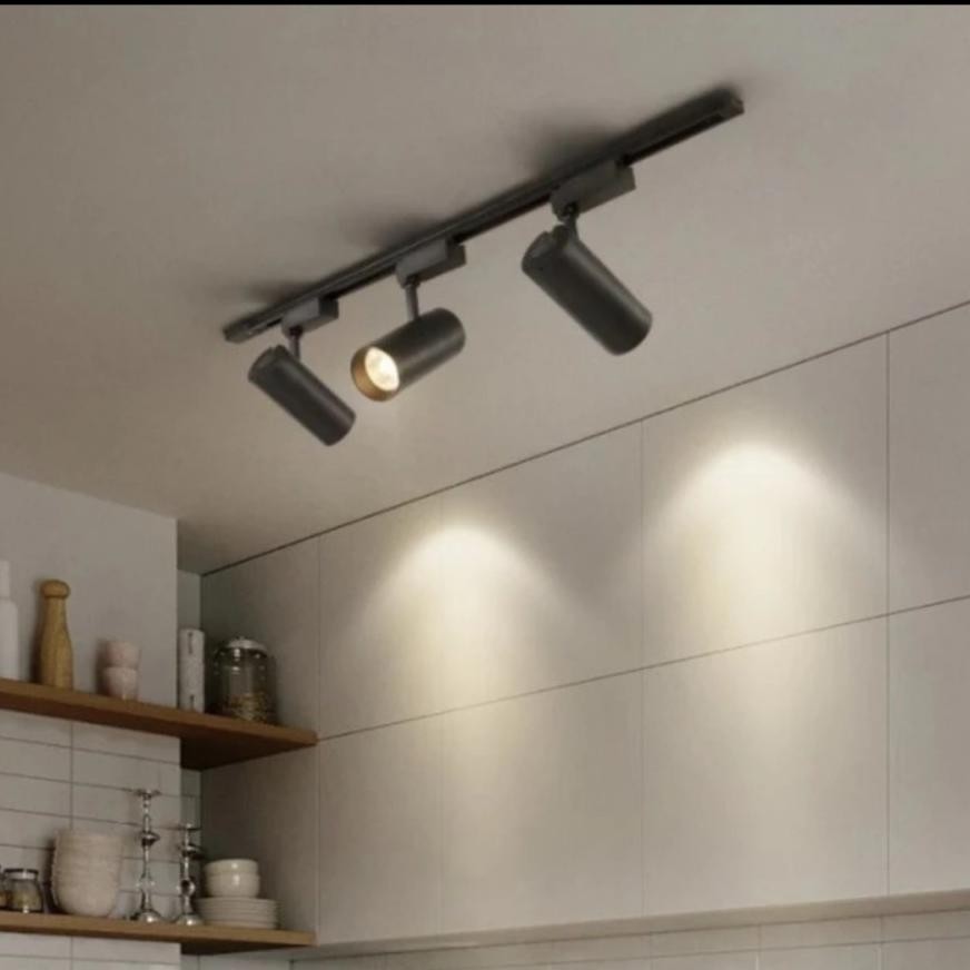 PAKET SET 3 lampu + 1rel lampu sorot spot rel lampu tembak 10w 20w 30w (isi 3 LAMPU + 1 TRACK RELL /