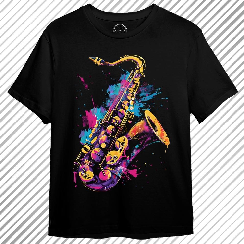 Promo 3Dimensionwear Kaos Distro Premium 3D Watercolor Saxophone Illustration Colorful Dt1076