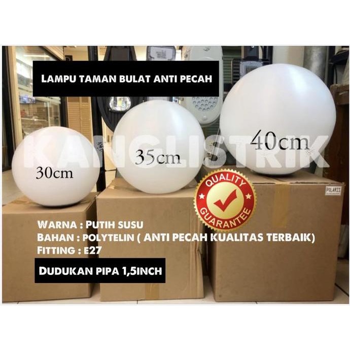 Lampu Taman Bulat Anti Pecah Bahan Polytelin