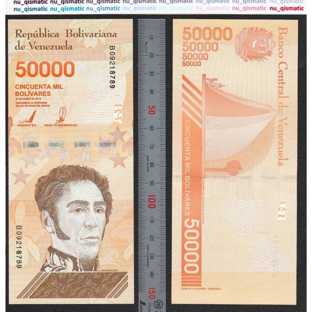 Uang Venezuela 50000 50.000 Bolivares 2019 , UNC Baru Super Gress P# 111 DiM
