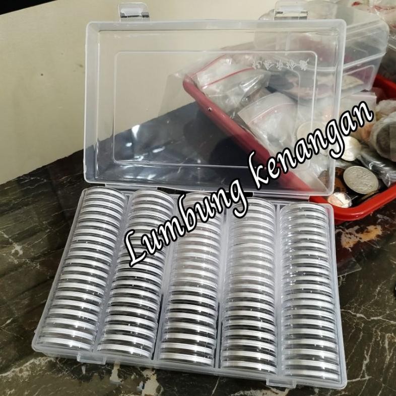 kapsul koin 30 mm plus busa isi 100 dalam box DiM