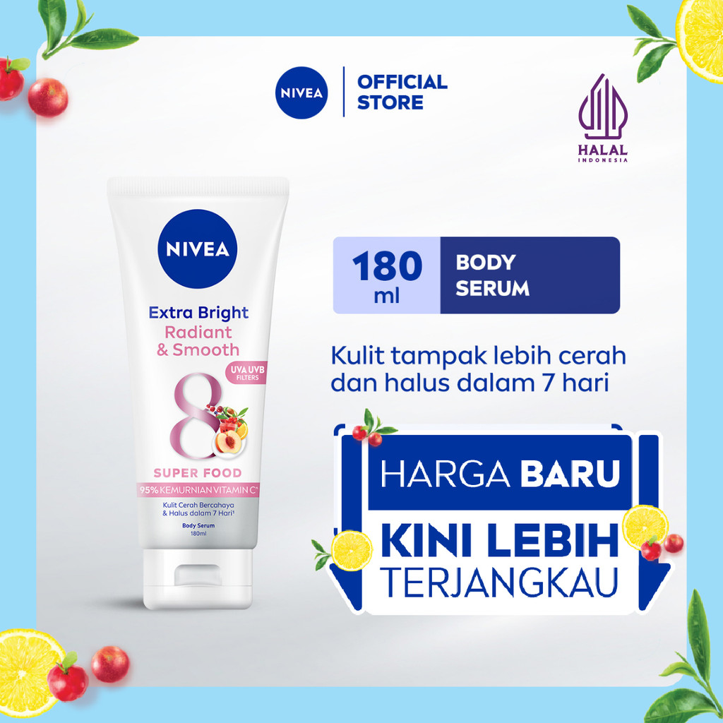 NIVEA Body Serum Extra Bright Radiant & Smooth UV Filter 180ml - Hand body serum lotion moisturizer 