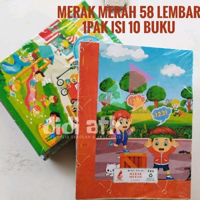 

Buku Tulis Merak Merah 58 Lembar 1 Pak (Isi 10 Pcs) - Paper Stationery