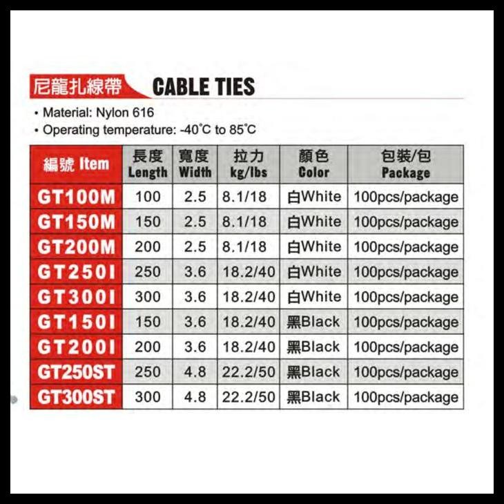

HOT DEAL CABLE TIES 300X4.8MM JTC-GT300ST