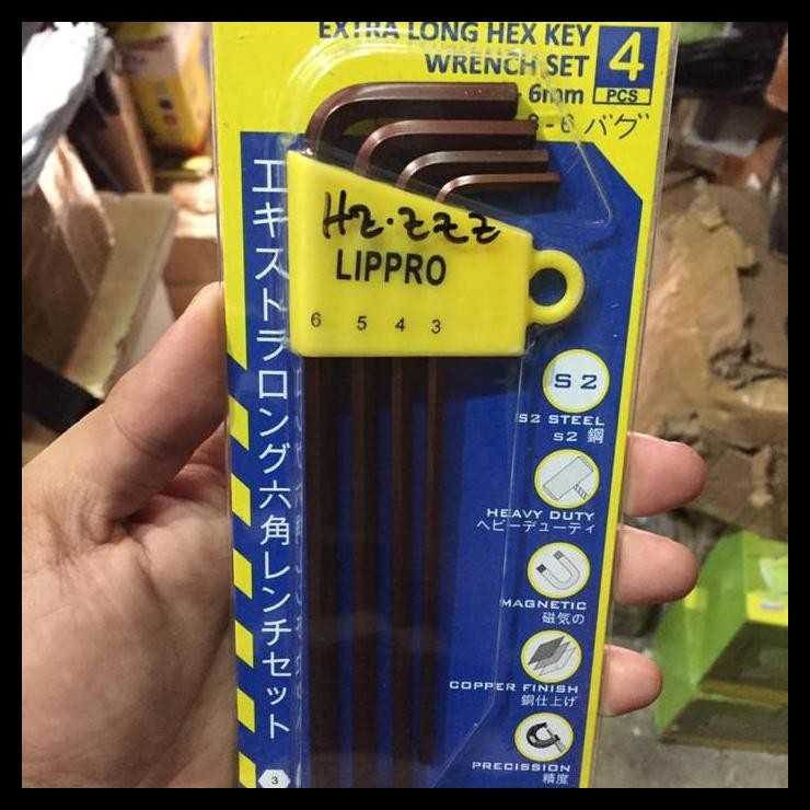 HOT DEAL KUNCI L SET PANJANG 4 PCS EXTRA LONG PLAT LIPPRO 161-S4 