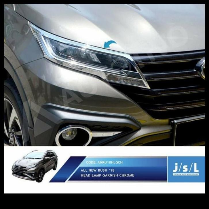 DISKON GARNISH HEAD LAMP LAMPU DEPAN ALL NEW RUSH 2018 2019 2020 CHROME JSL 
