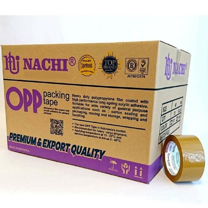 

Promo / Terlaris 72 PCS LAKBAN NACHI / OPP NACHI 2 INCH X 100Y 1 DUS Terbaik