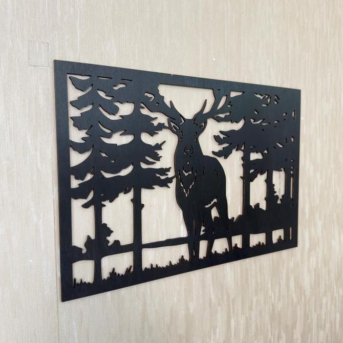 Sj Hiasan Dinding Rumah Motif Rustic Deer Hiasan Kayu Wall Art Decoration