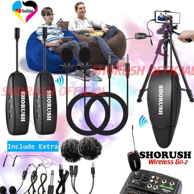 BARU SHORUSH GO DUAL MIC CLIP ON WIRELESS 2.4G FOR HP & KAMERA VLOG