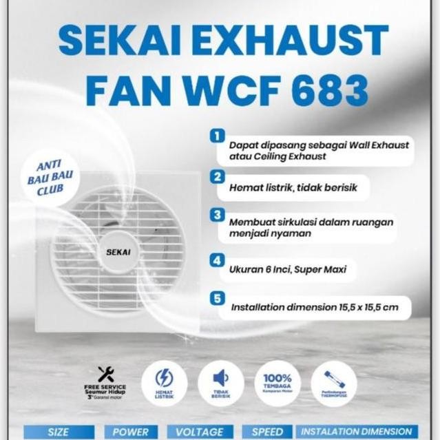 Promo / Terlaris SEKAI EXHAUST FAN WCF 683 WCF 883 Kipas Angin Pengatur Arah Saluran Udara Dinding C